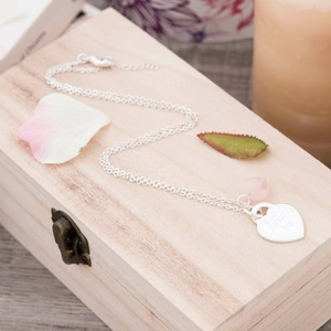 Getting Personal Engraved Rose Quartz Heart Necklace - Special Age