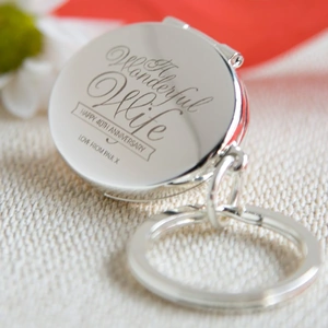 Getting Personal Engraved Photo Key Ring - 40th Anniversary, Wonderful Wife