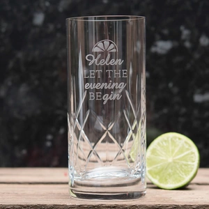 Getting Personal Engraved Crystal Highball Glass - Let the Evening Be-Gin
