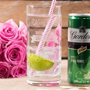 Getting Personal Personalised Highball Glass With Gordon's Gin & Tonic Can - Doesn't Need A Valentine