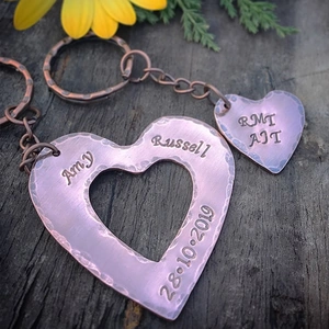 Getting Personal Personalised Copper Double Heart Key Ring