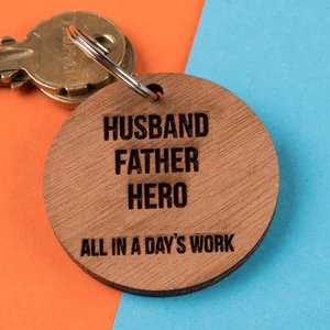 Getting Personal Personalised Wooden Key Ring - Husband, Father, Hero
