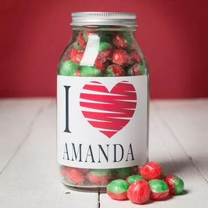 Getting Personal Personalised Jar Of Rosy Apple Sweets - I Heart