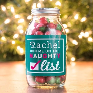 Getting Personal Personalised Jar Of Rosy Apple Sweets - Naughty List