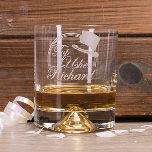 Getting Personal Personalised Stern Whisky Glass - Usher Top Hat