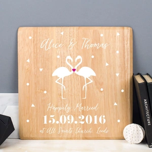 Getting Personal Personalised Wooden Couple Print - Flamingo