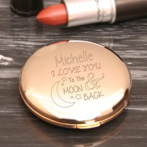 Giftsonline4u Moon And Back Engraved Compact Mirror
