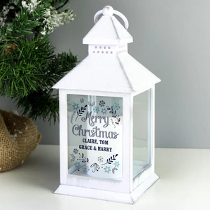 Give Personalised Gifts Personalised Christmas Frost White Lantern