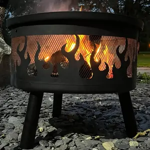 Glow Flames Fire Pit & BBQ Grill With Rain Cover by Fire & Dine