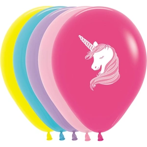 Glow Multi Coloured Unicorn Balloons (25 pack)