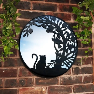 Glow Black Cat Round Silhouette Mirror 50cm