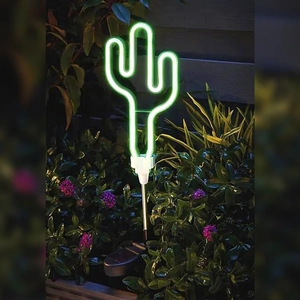 Glow Solar Neon Cactus Stake Light