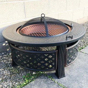 Glow Rotunda 3 in 1 Fire Pit with BBQ Grills and Copper Effect Bowl