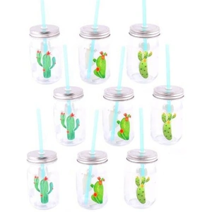 Glow 12 x Glass Cactus Drinking Jars