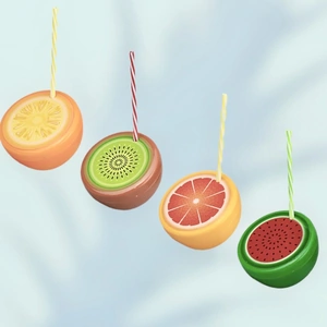 Glow Fruit Shaped Cups with Straw