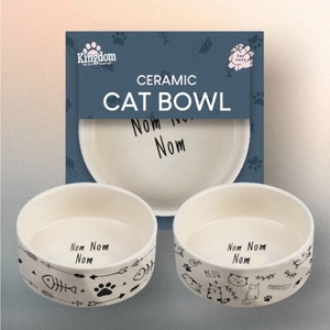 View product details for the Ceramic Cat Bowl - Nom Nom Nom