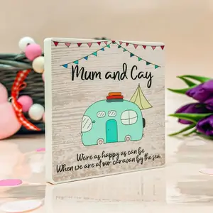 Made With Love And Sparkle Personalised Caravan Square Acrylic Block