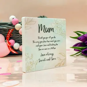 Made With Love And Sparkle Personalised Minimalist Line Flower Acrylic Block