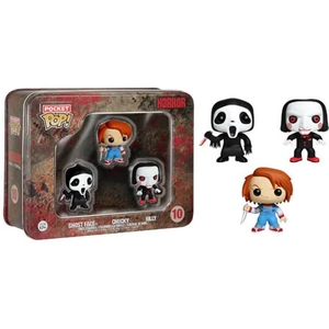 View product details for the Horror Ghostface, Chucky, Billy Pocket Mini Funko Pop! Vinyl 3 Pack Tin
