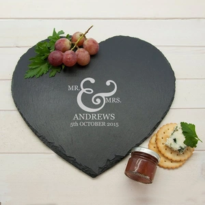 Treat Republic Personalised Classic Couples' Heart Slate Cheese Board