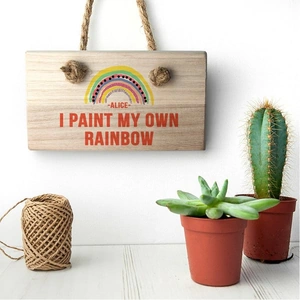 Treat Republic My Own Rainbow Wooden Hanging Sign