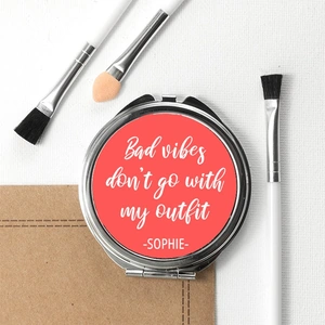 View product details for the No Bad Vibes Round Compact Mirror