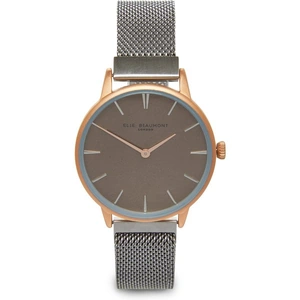 Treat Republic Elie Beaumont Ladies Personalised Magnetic Mesh Watch in Dark Silver and Rose Gold
