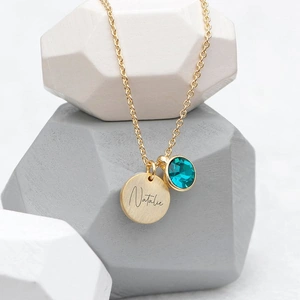 Treat Republic Personalised Gold Birthstone Crystal and Disc