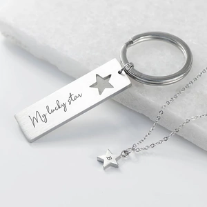Treat Republic Personalised Lucky Star Necklace & Keyring Set