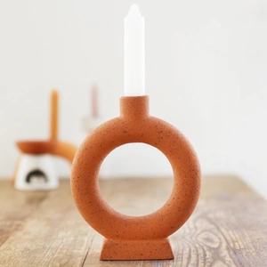 Yes I Want It Terracotta Donut Candlestick Holder