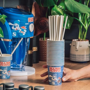 Yes I Want It Slush Puppie 20 Paper Cup & Paper Straws Pack